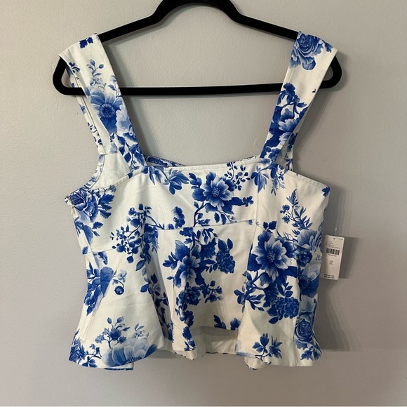 Maeve by Anthropologie Women’s Square Neck Peplum Floral Blue Tank Top Sz XL NWT - Picture 10 of 10